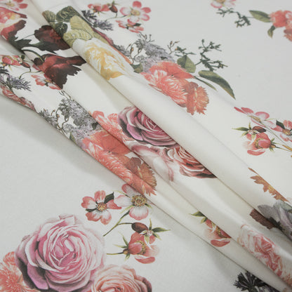 Stretch Cotton Sateen - White Floral - Ishvara's Wisdom Print - Mood Exclusive Surya Collection