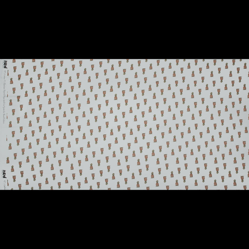 Stretch Cotton Sateen - Pineapples on White - Parvati's Peace Print - Mood Exclusive Surya Collection - Full