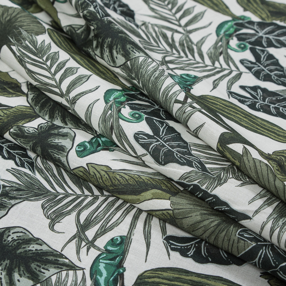 Cotton Voile - Green Foliage - Botanical Curiosity Print - Mood Exclusive Key Largo Collection