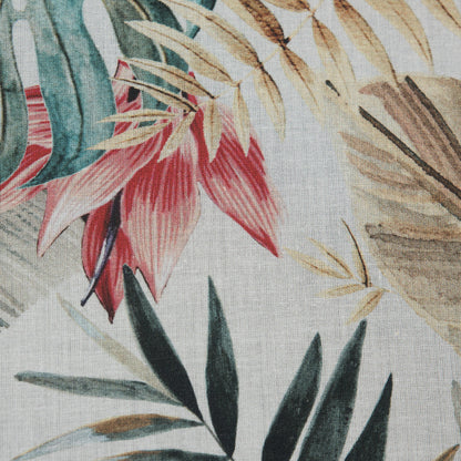 Cotton Voile - White Tropical Leaves - Efficacy of Contentment Print - Mood Exclusive Key Largo Collection