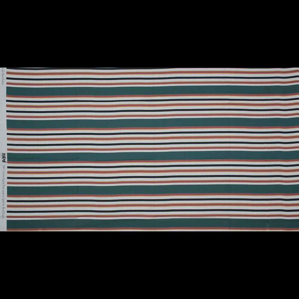 Cotton Voile - Green and Brown Stripes - Reverence of Youth Print - Mood Exclusive Key Largo Collection - Full