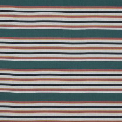 Cotton Voile - Green and Brown Stripes - Reverence of Youth Print - Mood Exclusive Key Largo Collection
