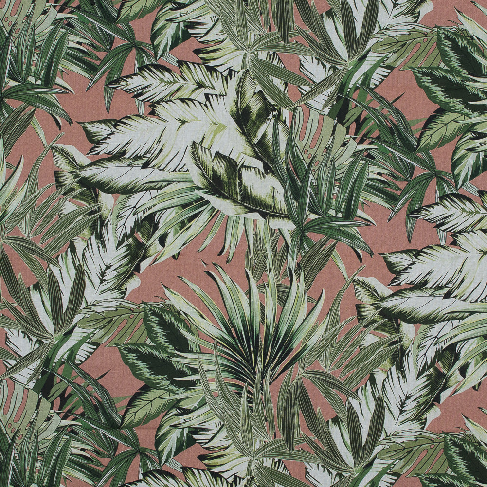 Cotton Voile - Pink and Green Palm Leaves - Triumph of Clarity Print - Mood Exclusive Key Largo Collection