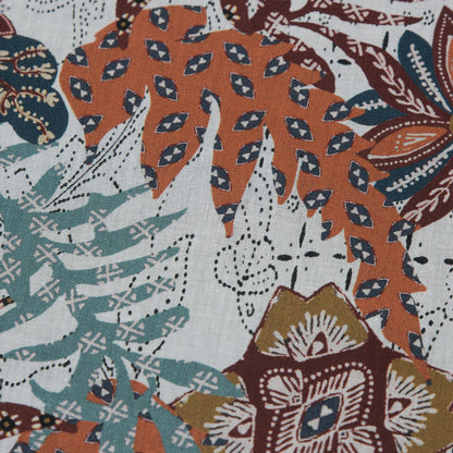 Cotton Voile - White and Orange Floral - Vitality of Admiration Print - Mood Exclusive Key Largo Collection