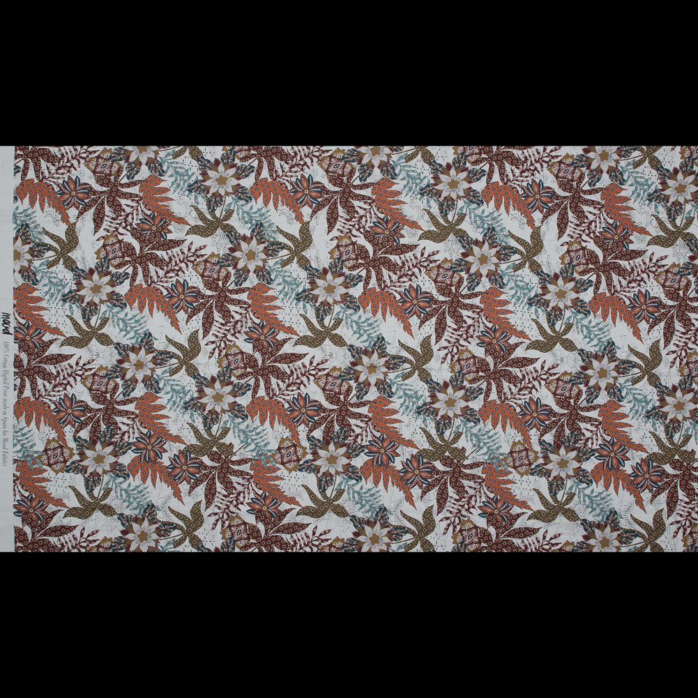 Cotton Voile - White and Orange Floral - Vitality of Admiration Print - Mood Exclusive Key Largo Collection