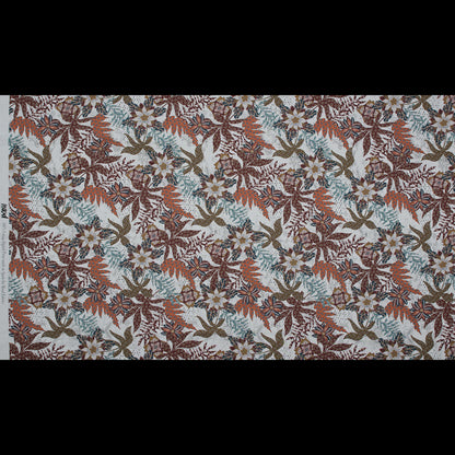Cotton Voile - White and Orange Floral - Vitality of Admiration Print - Mood Exclusive Key Largo Collection