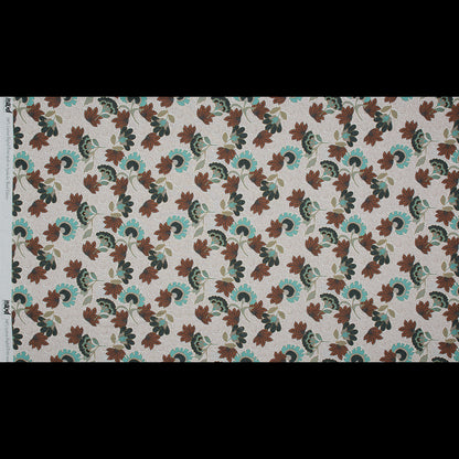 Cotton Voile - Red and Aqua Jacobean Floral - Sophistication of Change Print - Mood Exclusive Key Largo Collection