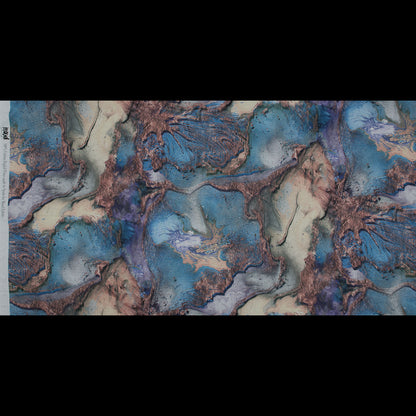 Cotton Voile - Blue Abstract - Balance of Peace Print - Mood Exclusive Key Largo Collection