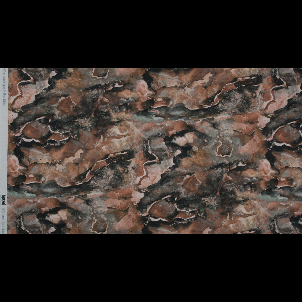 Cotton Voile - Beige and Gray Abstract - Excitement of Rebellion Print - Mood Exclusive Key Largo Collection