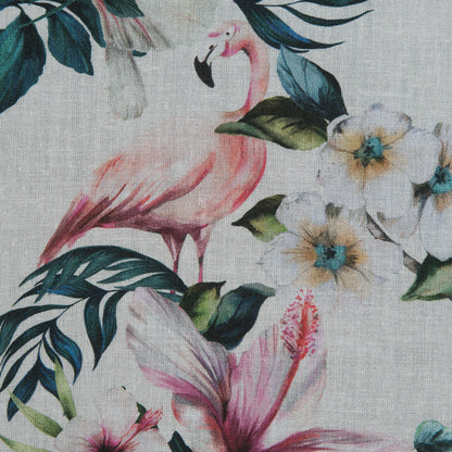 Cotton Voile - White Flamingos and Leaves - Balance of Unity Print - Mood Exclusive Key Largo Collection