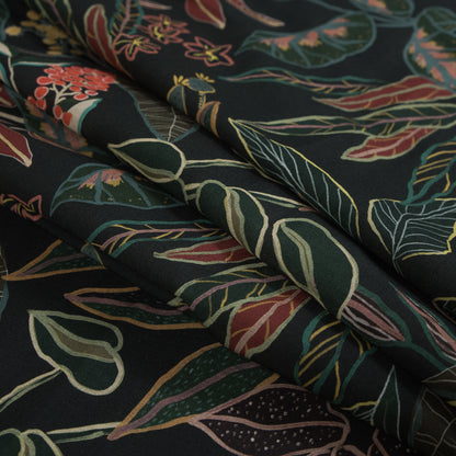 Cotton Voile - Black and Green Foliage - Mystery of Renewal Print - Mood Exclusive Key Largo Collection