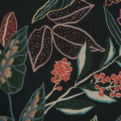 Cotton Voile - Black and Green Foliage - Mystery of Renewal Print - Mood Exclusive Key Largo Collection