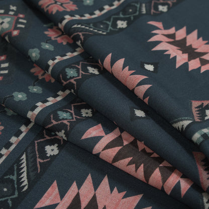 Cotton Voile - Charcoal and Pink Geometric Stripes - Wholeness of Stability Print - Mood Exclusive Key Largo Collection