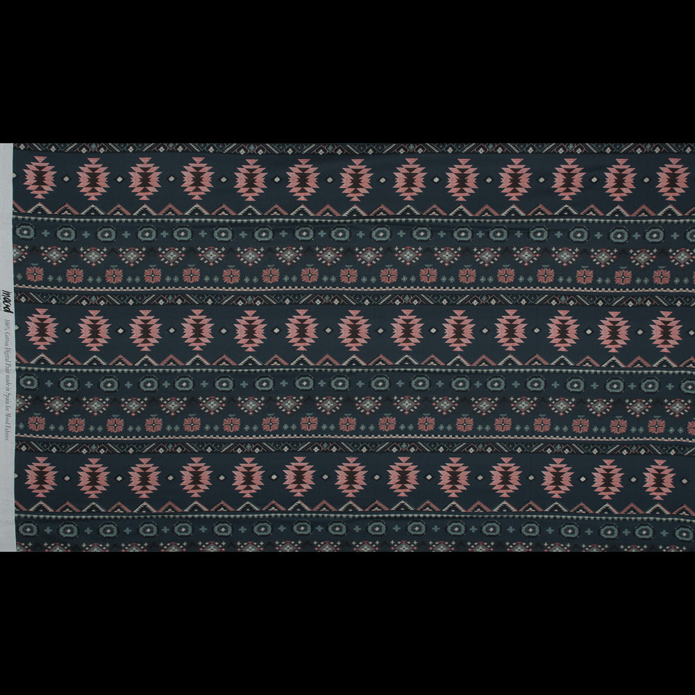 Cotton Voile - Charcoal and Pink Geometric Stripes - Wholeness of Stability Print - Mood Exclusive Key Largo Collection