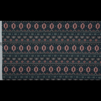 Cotton Voile - Charcoal and Pink Geometric Stripes - Wholeness of Stability Print - Mood Exclusive Key Largo Collection