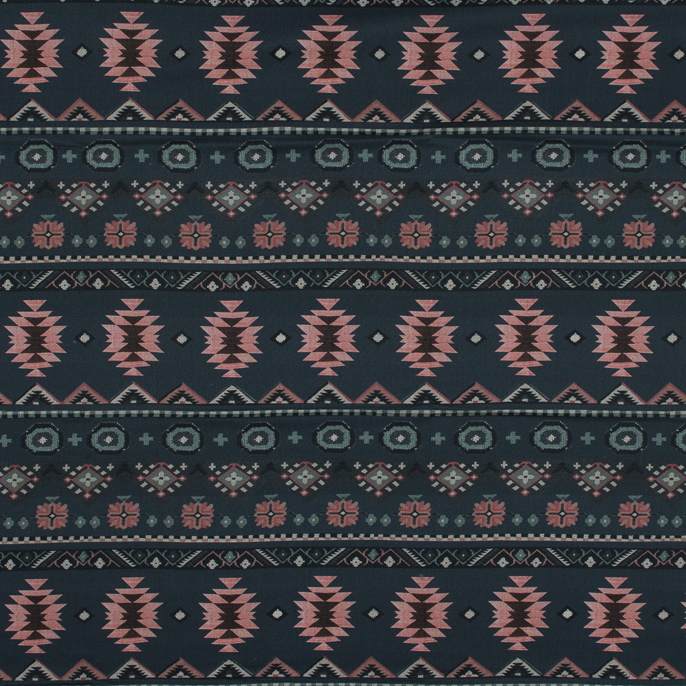 Cotton Voile - Charcoal and Pink Geometric Stripes - Wholeness of Stability Print - Mood Exclusive Key Largo Collection