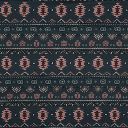 Cotton Voile - Charcoal and Pink Geometric Stripes - Wholeness of Stability Print - Mood Exclusive Key Largo Collection
