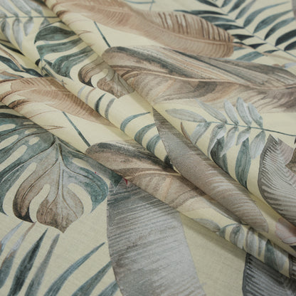 Cotton Voile - Yellow Tropical Leaves - Efficacy of Contentment Print - Mood Exclusive Key Largo Collection