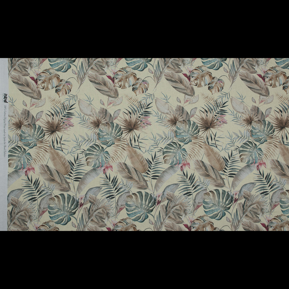 Cotton Voile - Yellow Tropical Leaves - Efficacy of Contentment Print - Mood Exclusive Key Largo Collection