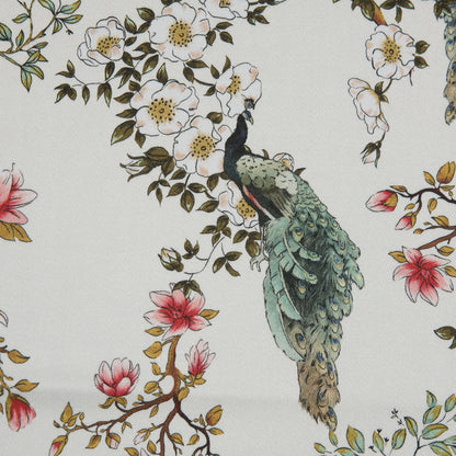 Stretch Cotton Sateen - White Floral - Dignity of Enlightenment Print - Mood Exclusive Key Largo Collection