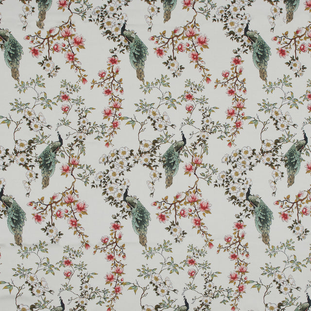 Stretch Cotton Sateen - White Floral - Dignity of Enlightenment Print - Mood Exclusive Key Largo Collection