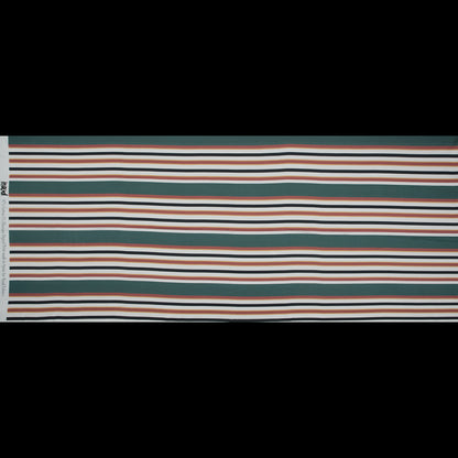 Satén de algodón elástico - Rayas verdes y marrones - Estampado Reverencia de la Juventud - Colección exclusiva Key Largo de Mood