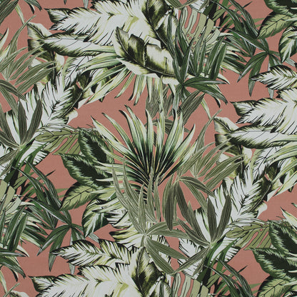 Stretch Cotton Sateen - Pink and Green Palm Leaves - Triumph of Clarity Print - Mood Exclusive Key Largo Collection