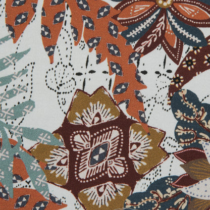 Stretch Cotton Sateen - White and Orange Floral - Vitality of Admiration Print - Mood Exclusive Key Largo Collection