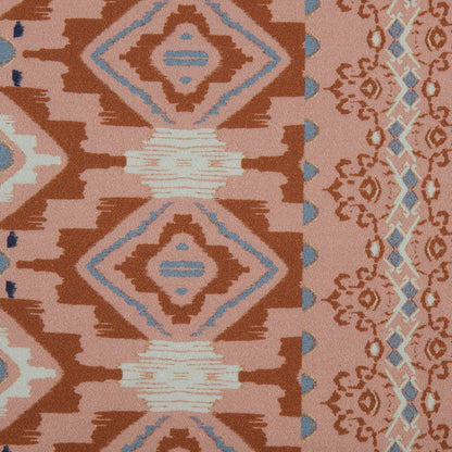 Stretch Cotton Sateen - Peach and Red Geometric Stripes - Wisdom of Empathy Print - Mood Exclusive Key Largo Collection