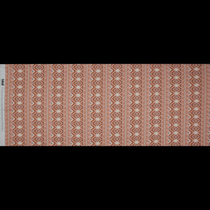 Stretch Cotton Sateen - Peach and Red Geometric Stripes - Wisdom of Empathy Print - Mood Exclusive Key Largo Collection