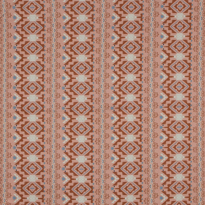 Stretch Cotton Sateen - Peach and Red Geometric Stripes - Wisdom of Empathy Print - Mood Exclusive Key Largo Collection