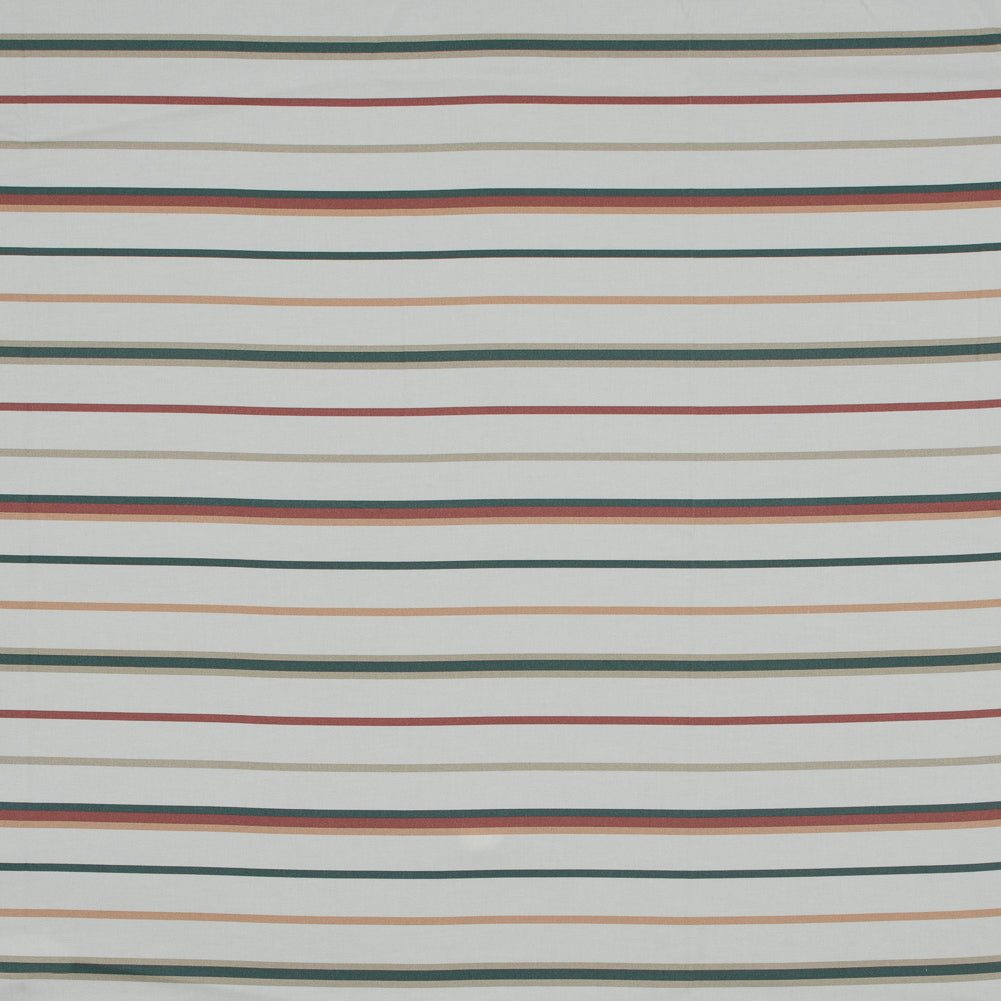Stretch Cotton Sateen - Red, Green and White Stripes - Purity of Growth Print - Mood Exclusive Key Largo Collection