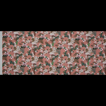 Stretch Cotton Sateen - Salmon Flamingos and Leaves - Balance of Unity Print - Mood Exclusive Key Largo Collection