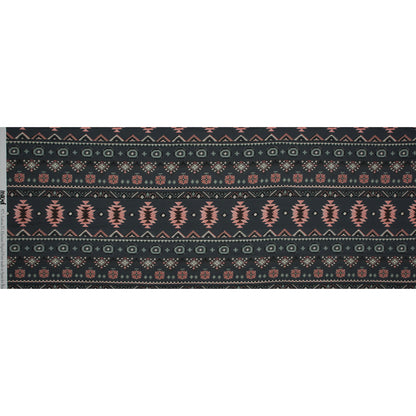 Stretch Cotton Sateen - Charcoal and Pink Geometric Stripes - Wholeness of Stability Print - Mood Exclusive Key Largo Collection