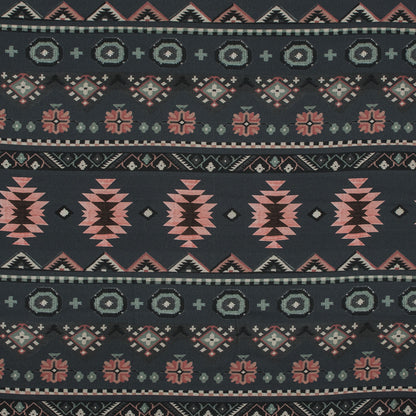 Stretch Cotton Sateen - Charcoal and Pink Geometric Stripes - Wholeness of Stability Print - Mood Exclusive Key Largo Collection