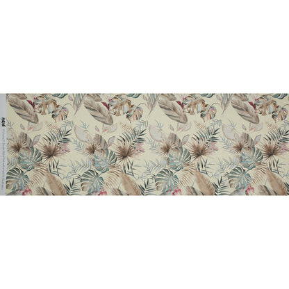 Stretch Cotton Sateen - Yellow Tropical Leaves - Efficacy of Contentment Print - Mood Exclusive Key Largo Collection