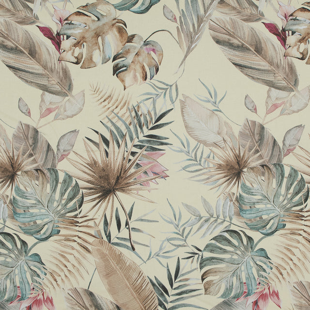 Stretch Cotton Sateen - Yellow Tropical Leaves - Efficacy of Contentment Print - Mood Exclusive Key Largo Collection