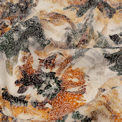 Stretch Paisley Jacquard - Orange and White Abstract - Eternal Rockwell Print - Mood Exclusive Harvest Collection