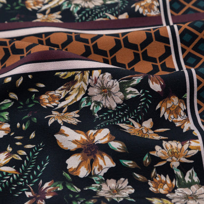 Stretch Polyester Crepe - Lattice Checks and Florals - Cidermaker's Window Print - Mood Exclusive Harvest Collection