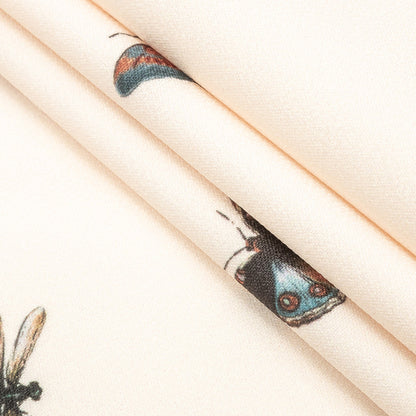 Stretch Polyester Crepe - Cream Insects - Butterfly Effect Print - Mood Exclusive Harvest Collection