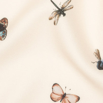 Stretch Polyester Crepe - Cream Insects - Butterfly Effect Print - Mood Exclusive Harvest Collection