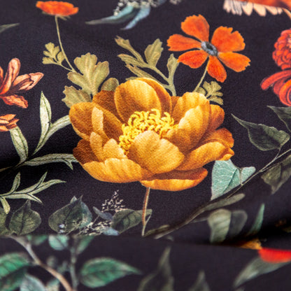 Stretch Polyester Crepe - Black Floral - Garden of Earthly Delights Print - Mood Exclusive Harvest Collection