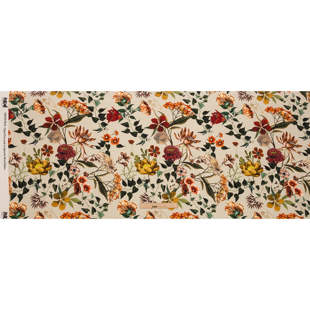 Stretch Polyester Crepe - Beige Floral - Garden of Earthly Delights Print - Mood Exclusive Harvest Collection