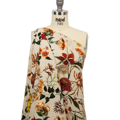 Stretch Polyester Crepe - Beige Floral - Garden of Earthly Delights Print - Mood Exclusive Harvest Collection