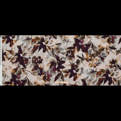 Stretch Cotton Sateen - Burgundy and White Floral - A Drop of Golden Sun Print - Mood Exclusive Harvest Collection
