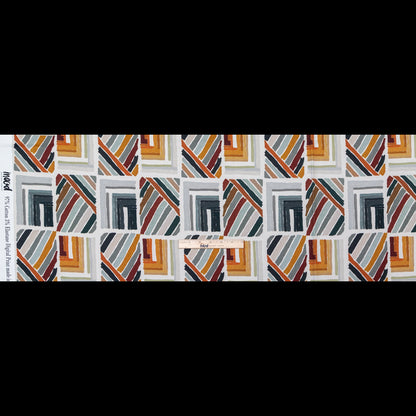 Stretch Cotton Sateen - Orange and Gray Geometric - Harvest Hayride Print - Mood Exclusive Harvest Collection