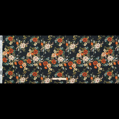 Stretch Cotton Sateen - Black and Red Floral - Garden of Eden Print - Mood Exclusive Harvest Collection