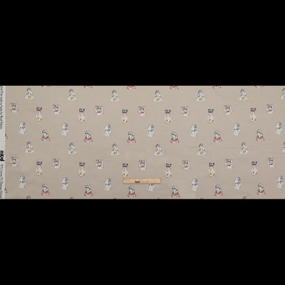 Stretch Cotton Sateen - Beige Faces - Run the World Print - Mood Exclusive Harvest Collection