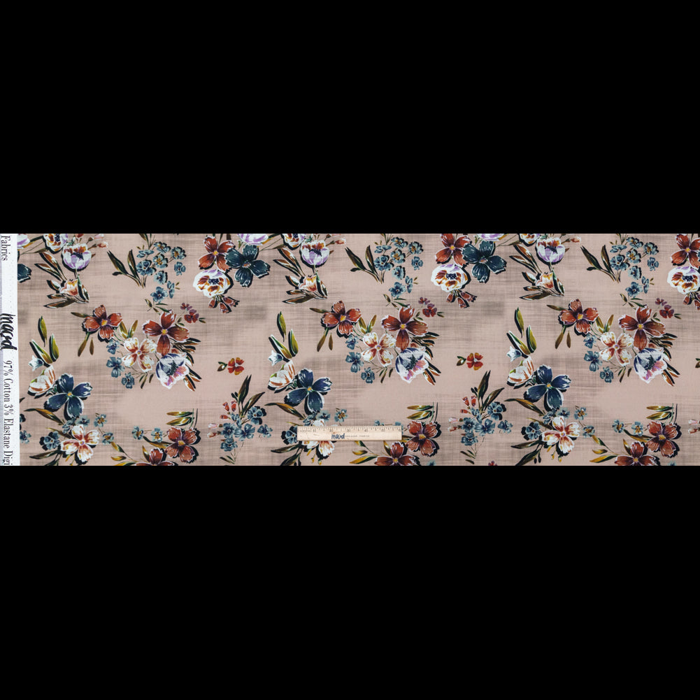 Stretch Cotton Sateen - Beige Floral - New Americana Print - Mood Exclusive Harvest Collection - Full