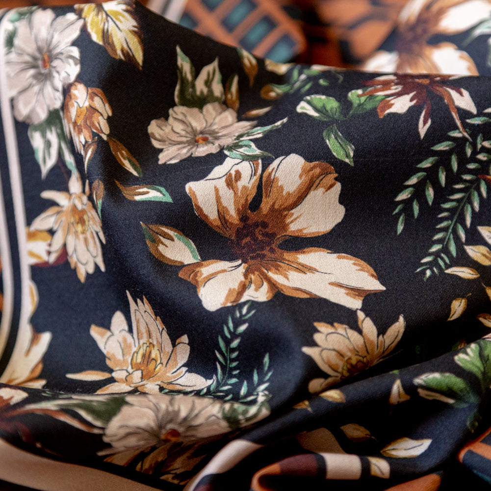 Stretch Cotton Sateen - Lattice Checks and Florals - Cidermaker's Window Print - Mood Exclusive Harvest Collection
